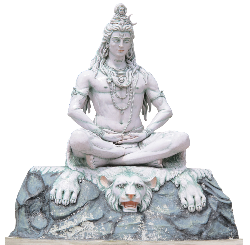 Shiva meditates on white background